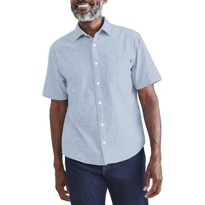 image:imageDockers Mens Regular Fit Short Sleeve Casual Shirt Standard and Big amp TallLight Blue Wash