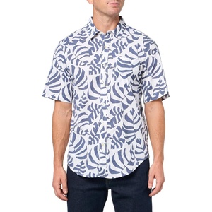 image:imageDockers Mens Regular Fit Short Sleeve Casual Shirt Standard and Big amp TallPalmero Slub Lucent White Print