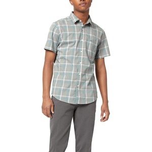 image:imageDockers Mens Regular Fit Short Sleeve Casual Shirt Standard and Big amp TallWet Stone Plaid