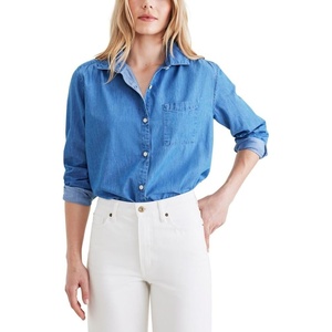 image:imageDockers Womens Regular Favorite Long Sleeve Collared ShirtLight Blue Rinse Poplin