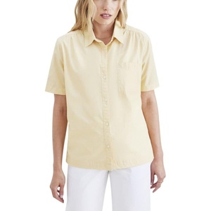 image:imageDockers Womens Regular Fit Short Sleeve Button Down ShirtLemon Curry Yellow  Ava End on End Poplin