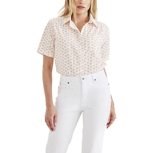 image:imageDockers Womens Regular Fit Short Sleeve Button Down ShirtOrange Ochre  Gal Print Poplin
