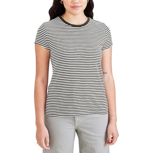 image:imageDockers Womens Slim Fit Cotton Slub Jersey Favorite Crew TShirtForest Night Stripe