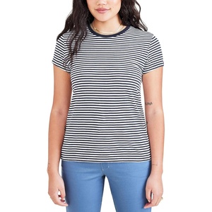 image:imageDockers Womens Slim Fit Cotton Slub Jersey Favorite Crew TShirtNavy Blazer Stripe