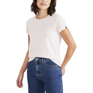 image:imageDockers Womens Slim Fit Cotton Slub Jersey Favorite Crew TShirtRose Quartz Stripe