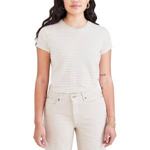 image:imageDockers Womens Slim Fit Cotton Slub Jersey Favorite Crew TShirtSahara Khaki Stripe