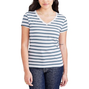 image:imageDockers Womens Slim Fit Short Sleeve Favorite VNeck Tee ShirtBlue Fusion Stripe