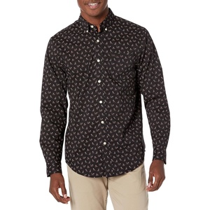image:imageDockers Mens Classic Fit Long Sleeve Signature Comfort Flex Shirt Standard and Big amp TallBlack Bean Print
