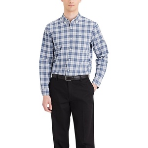image:imageDockers Mens Classic Fit Long Sleeve Signature Comfort Flex Shirt Standard and Big amp TallBluefin Plaid
