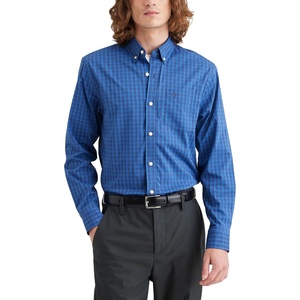 image:imageDockers Mens Classic Fit Long Sleeve Signature Comfort Flex Shirt Standard and Big amp TallChuparosa Ceramic Blue Plaid