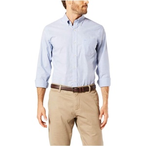 image:imageDockers Mens Classic Fit Long Sleeve Signature Comfort Flex Shirt Standard and Big amp TallDelft Blue