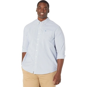 image:imageDockers Mens Classic Fit Long Sleeve Signature Comfort Flex Shirt Standard and Big amp TallDelft Blue Stripe