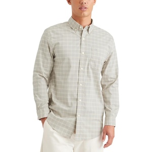 image:imageDockers Mens Classic Fit Long Sleeve Signature Comfort Flex Shirt Standard and Big amp TallGrey Yucca Grit Plaid