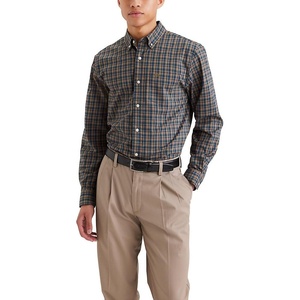 image:imageDockers Mens Classic Fit Long Sleeve Signature Comfort Flex Shirt Standard and Big amp TallHarvest Gold Plaid