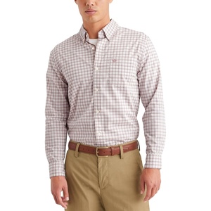 image:imageDockers Mens Classic Fit Long Sleeve Signature Comfort Flex Shirt Standard and Big amp TallPink Chuparosa Fawn Plaid