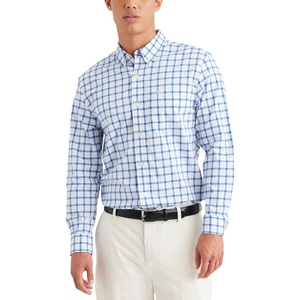 image:imageDockers Mens Classic Fit Long Sleeve Signature Comfort Flex Shirt Standard and Big amp TallYucca Lucent White Plaid