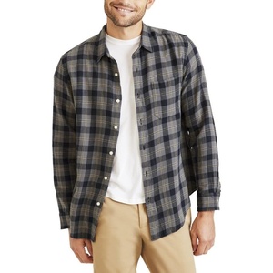 image:imageDockers Mens Regular Fit Long Sleeve Casual Shirt Regular and Big amp TallBurma Grey Plaid
