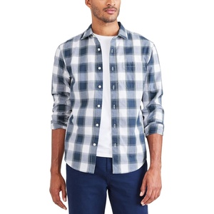 image:imageDockers Mens Regular Fit Long Sleeve Casual Shirt Regular and Big amp TallEgret White Plaid