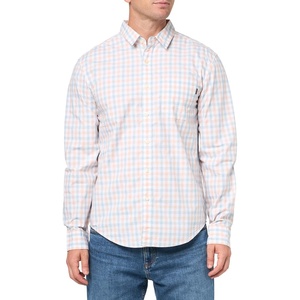 image:imageDockers Mens Regular Fit Long Sleeve Casual Shirt Regular and Big amp TallMasdeval Lucent White Plaid