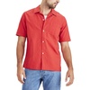 image:imageDockers Mens Regular Fit Short Sleeve Camp Collar ShirtCherry Bomb Red  Solid Seersucker