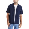 image:imageDockers Mens Regular Fit Short Sleeve Camp Collar ShirtNavy Blazer  Solid Seersucker