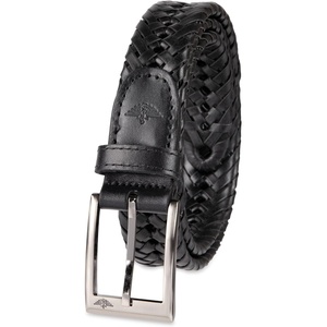 image:imageDOCKERS Mens Braided Leather Belt Fully Adjustable Casual Strap for Everyday WearBlack Silver Buckle