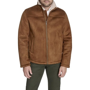 image:imageDOCKERS Mens Stand Collar Faux Shearling JacketCognac