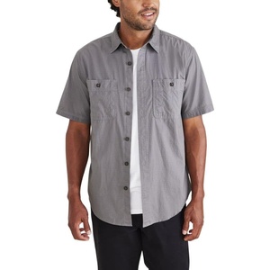image:imageDockers Mens Regular Fit Short Sleeve Utility ShirtCar Park Grey  Solid Rip Stop